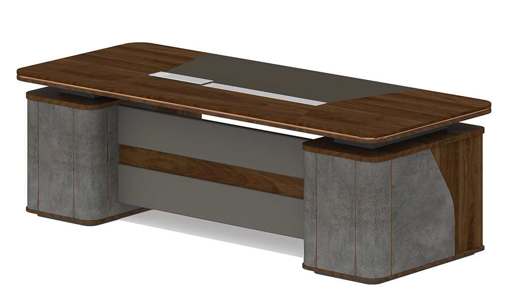 ‘Inspira Gold’ 6.5 Feet Office Table In Walnut Laminate
