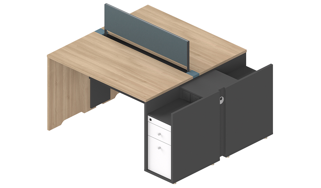 ‘Spiro’ Two Seater Workstation In Oakwood