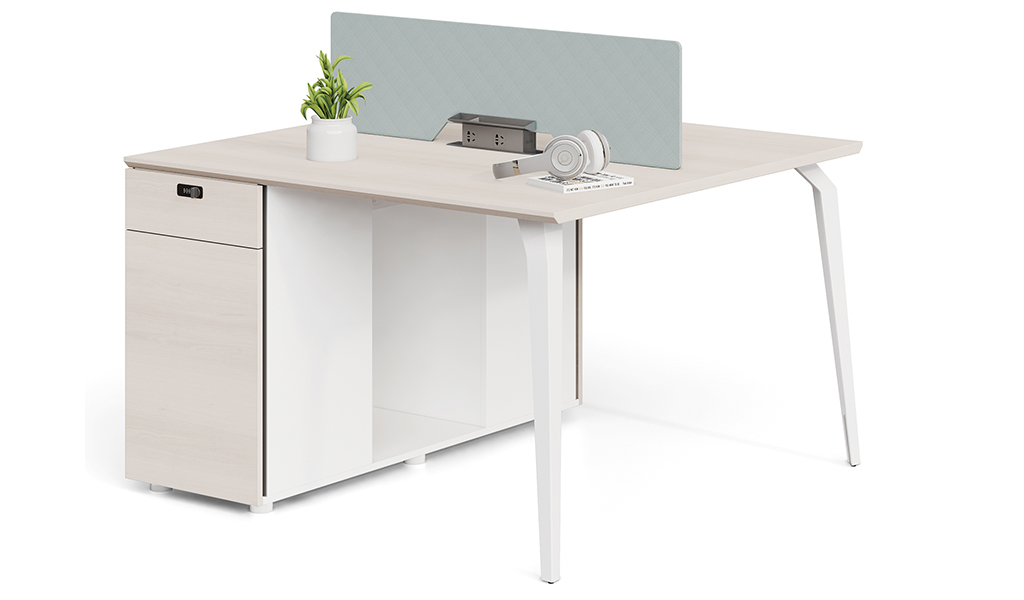 ‘Orion’ Linear Workstation In Pearwood & Acqua Green