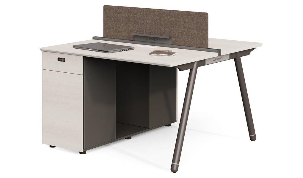 ‘Orion’ Linear Workstation In Pearwood & Gray