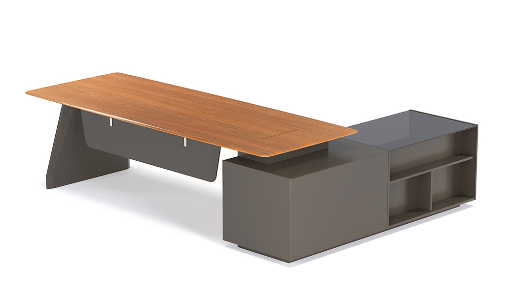 ‘Varna’ 8.5 Feet Office Table in Walnut & Lacquer Finish