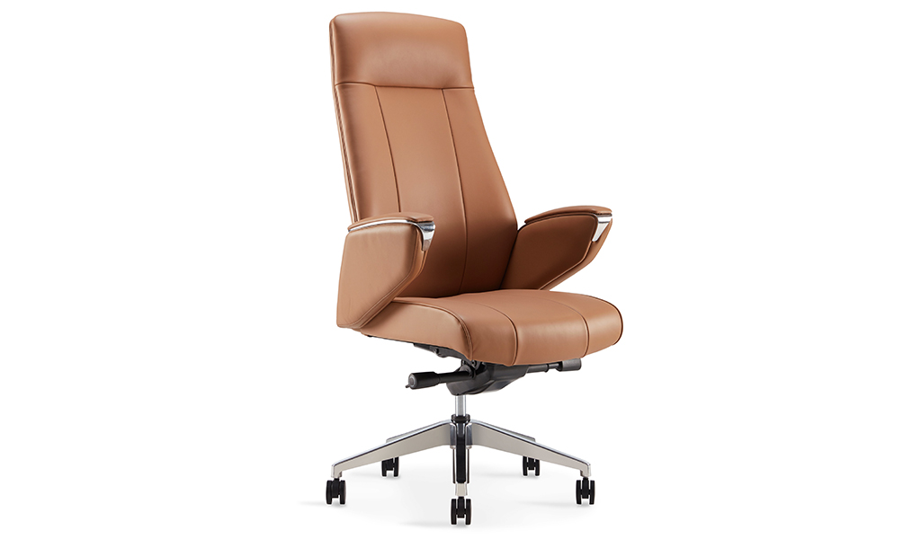 ‘Calm-A’ High Back Office Chair In Tan Leather