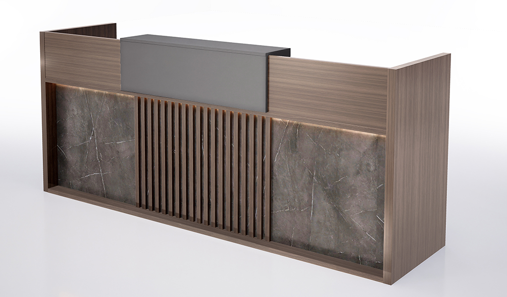 ‘Nexa’ 8 Feet Reception Desk In Pari Walnut