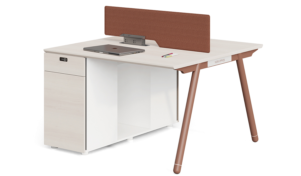 ‘Orion’ 2 Seater Workstation In Pearwood & Brown