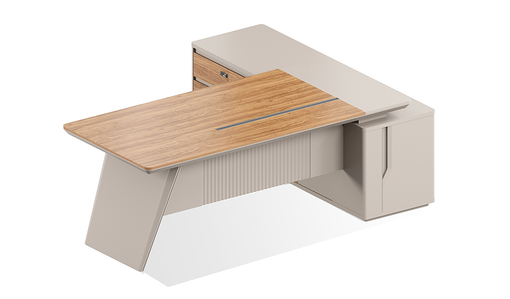 ‘Swan’ 7 Feet Office Desk In Golden Sandalwood