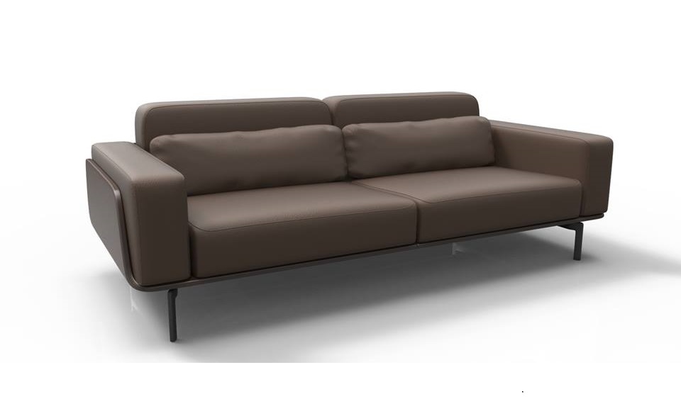 ‘Larry’ Three Seater Office Sofa In Brown Leather