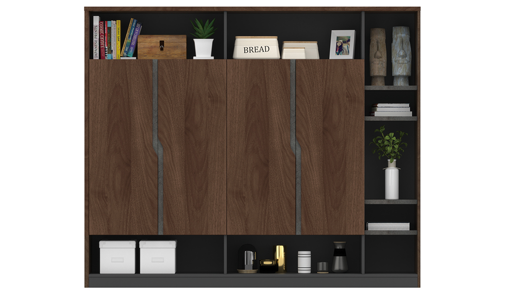 ‘Inspira’ 6 Feet Width Wall Cabinet In Walnut