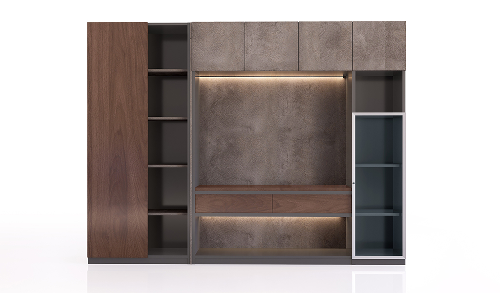 ‘Inspira’ 8 Feet Width Wall Cabinet In Walnut