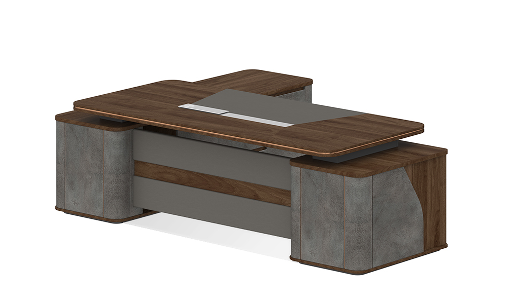 ‘Inspira Gold’ 7 Feet Office Table With Side Cabinet