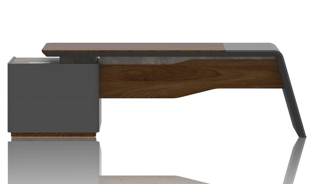 ‘Inspira’ 8.5 Feet Office Desk In Walnut Laminate