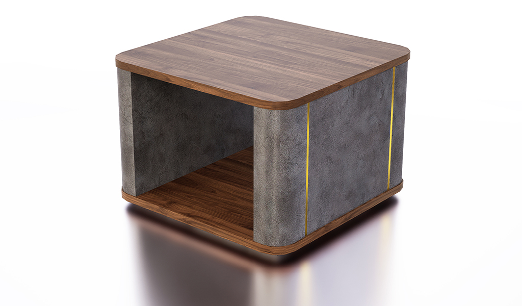 ‘Inspira’ Corner Table In Norica Walnut Laminate