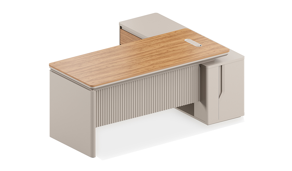 ‘Swan’ 6 Feet Office Desk In Golden Sandalwood