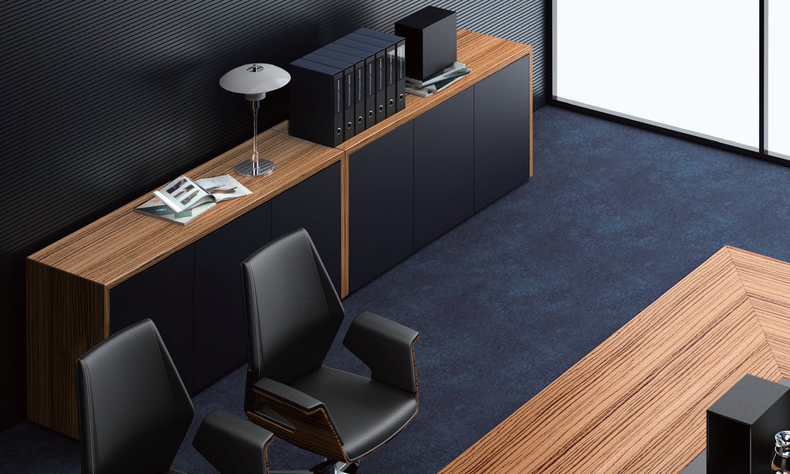 ‘Status’ Office Credenza In Zebra Veneer
