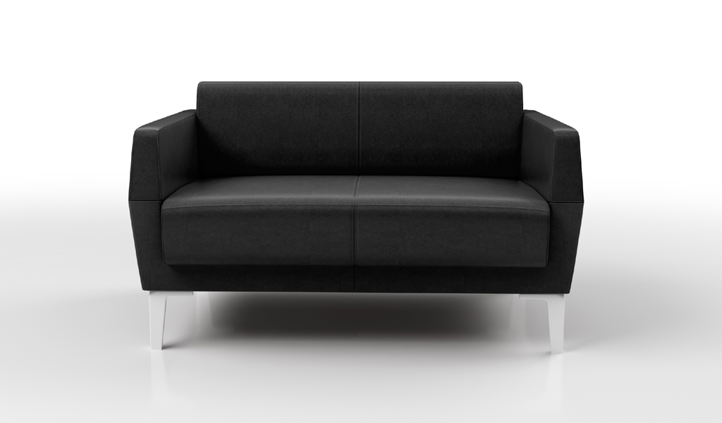 ‘Jane-B’ Two Seater Sofa In Black PU Leather