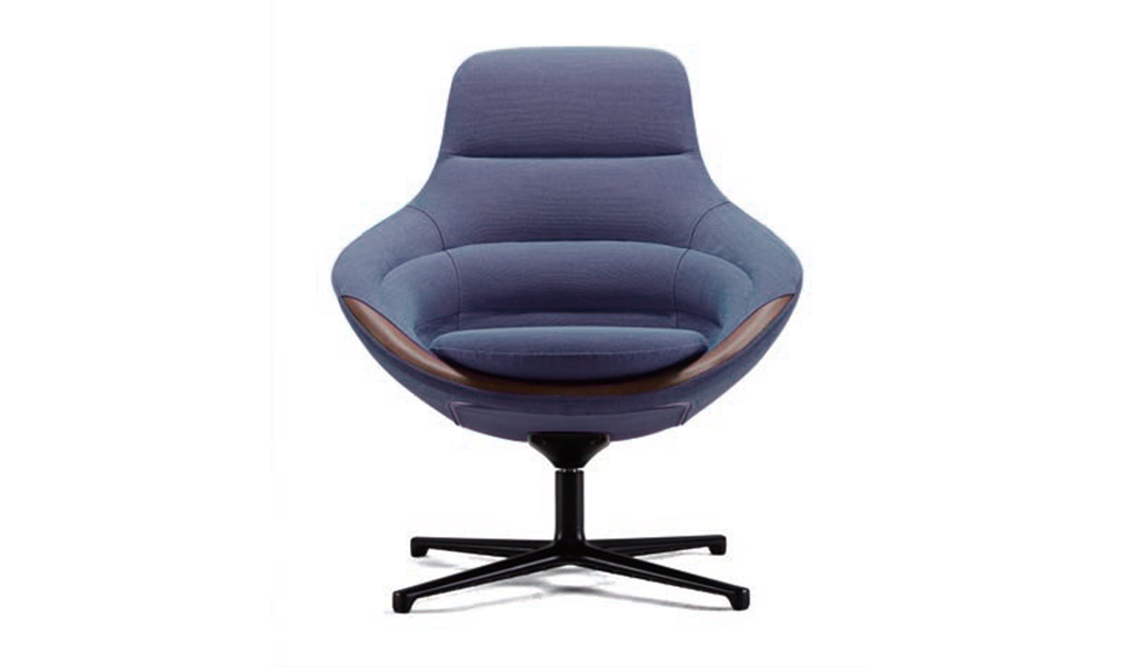 ‘D Series’ Mid-Back Revolving Lounge Chair In Blue Fabric