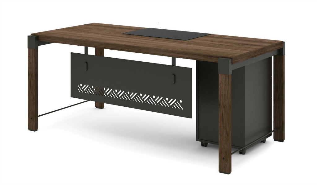 ‘Loft’ 5 Ft Walnut Desk With Mobile Pedestal
