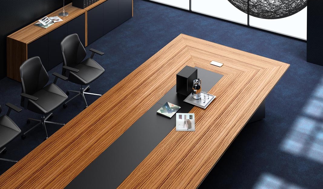 ‘Status’ 12 Feet Boardroom Table In Zebra Veneer