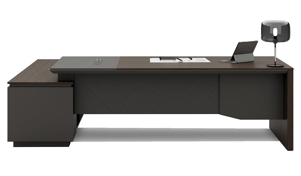 ‘Vistra’ 8.5 Ft. Office Desk In Asti Walnut & Advanced Gray