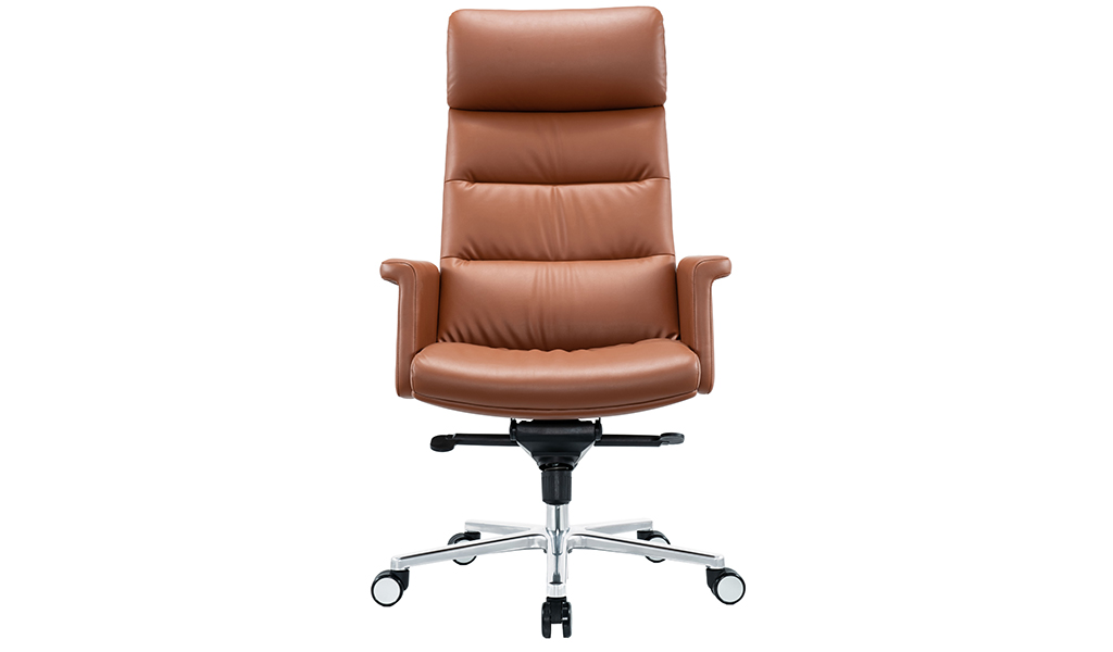 ‘Omega’ High Back Office Chair In Dark Tan PU Leather