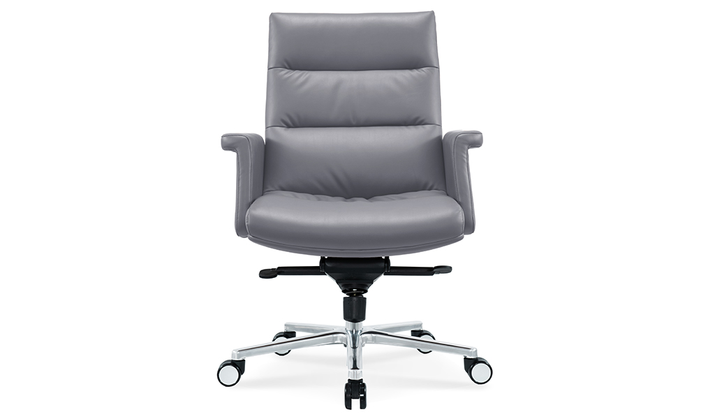 ‘Omega’ Medium Back Chair In Gray PU Leather