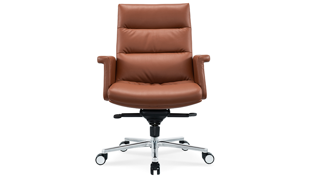 ‘Omega’ Medium Back Chair In Dark Tan PU Leather