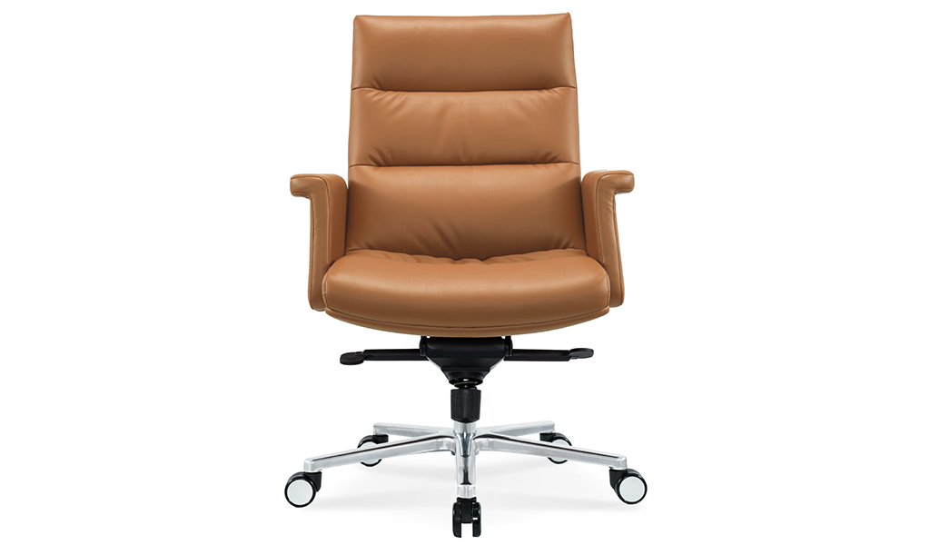‘Omega’ Medium Back Chair In Tan PU Leather