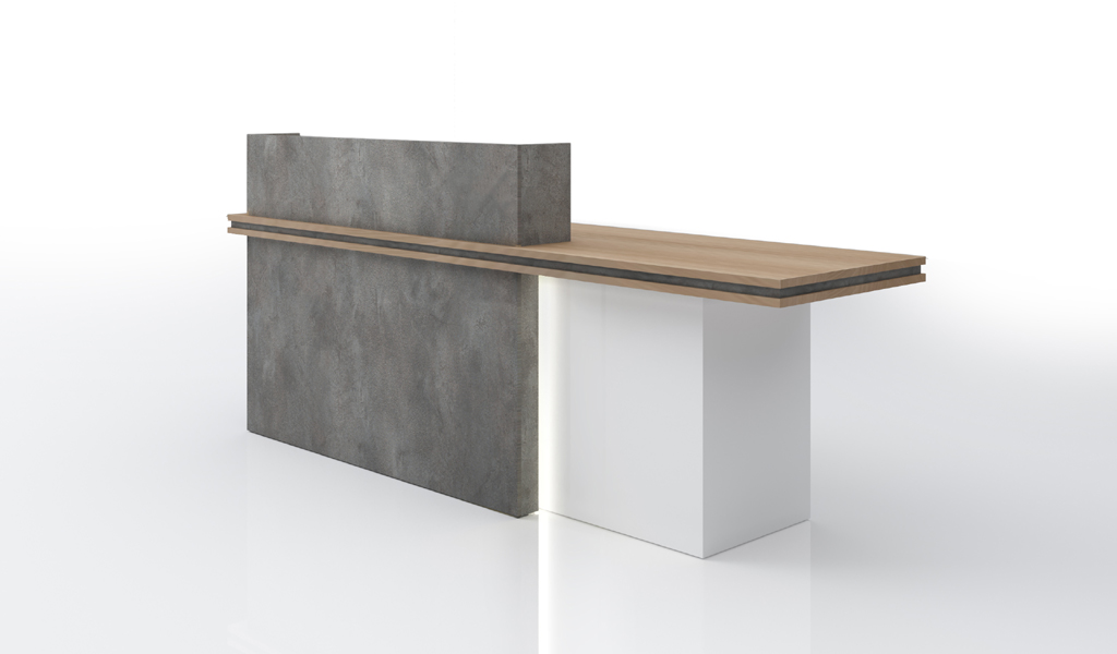 ‘Spiro’ 8 Feet Reception Desk In Stone Gray Finish