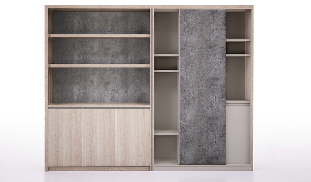 ‘Orion’ 8 Feet Width Office Cabinet In Pearwood Finish