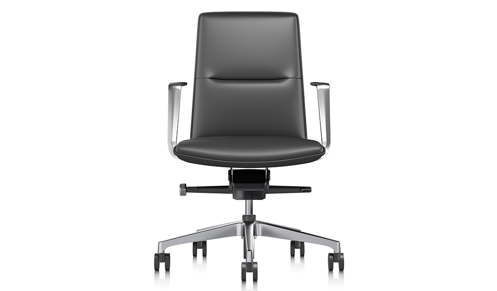 ‘Aulenti’ Mid Back Office Chair With Polished Aluminum Arms