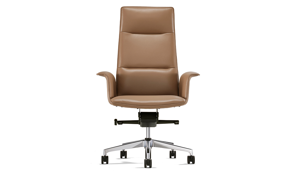 ‘Aulenti’ High Back Office Chair In Coffee Brown Leather