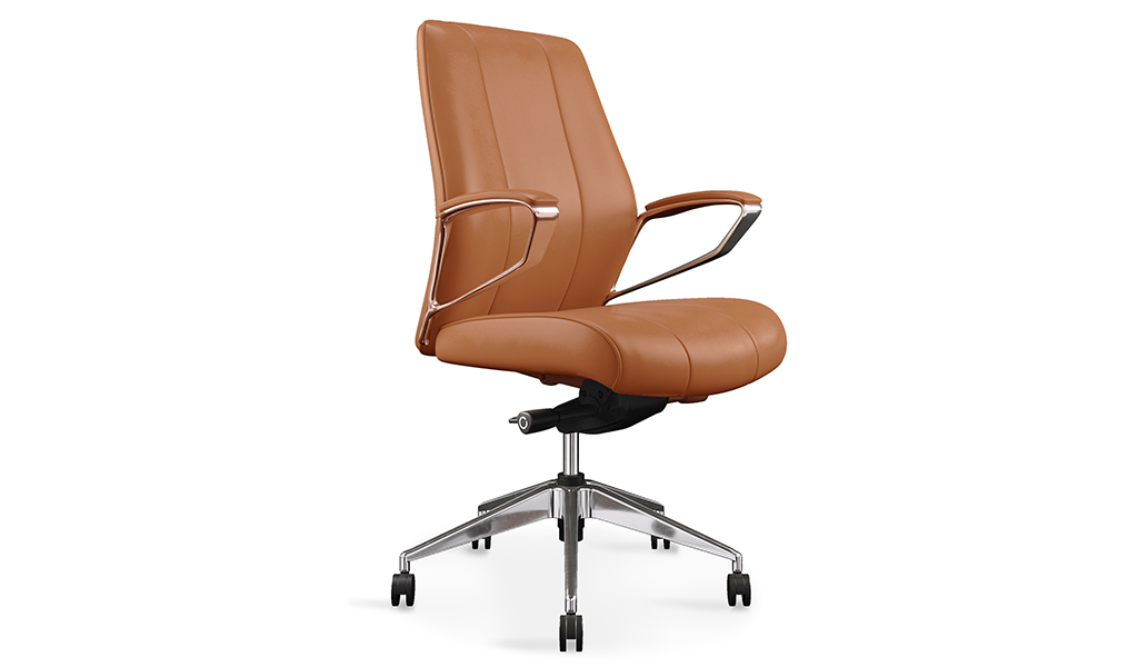 ‘Calm’ Medium Back Office Chair In Tan Leather