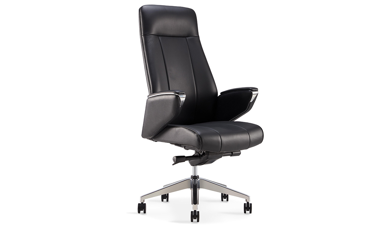 ‘Calm-A’ High Back Office Chair In Black Leather