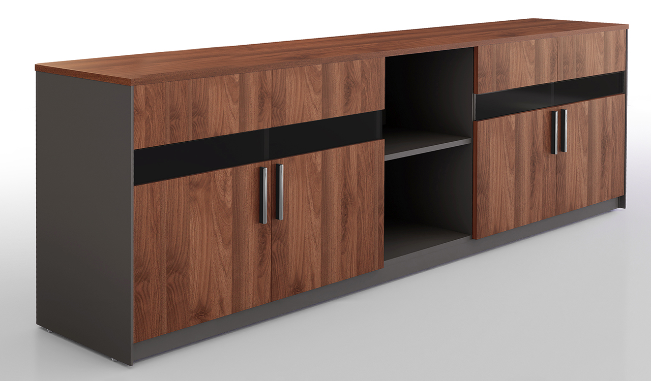 ‘Maxima’ 8 Feet Office Credenza in Felix Walnut