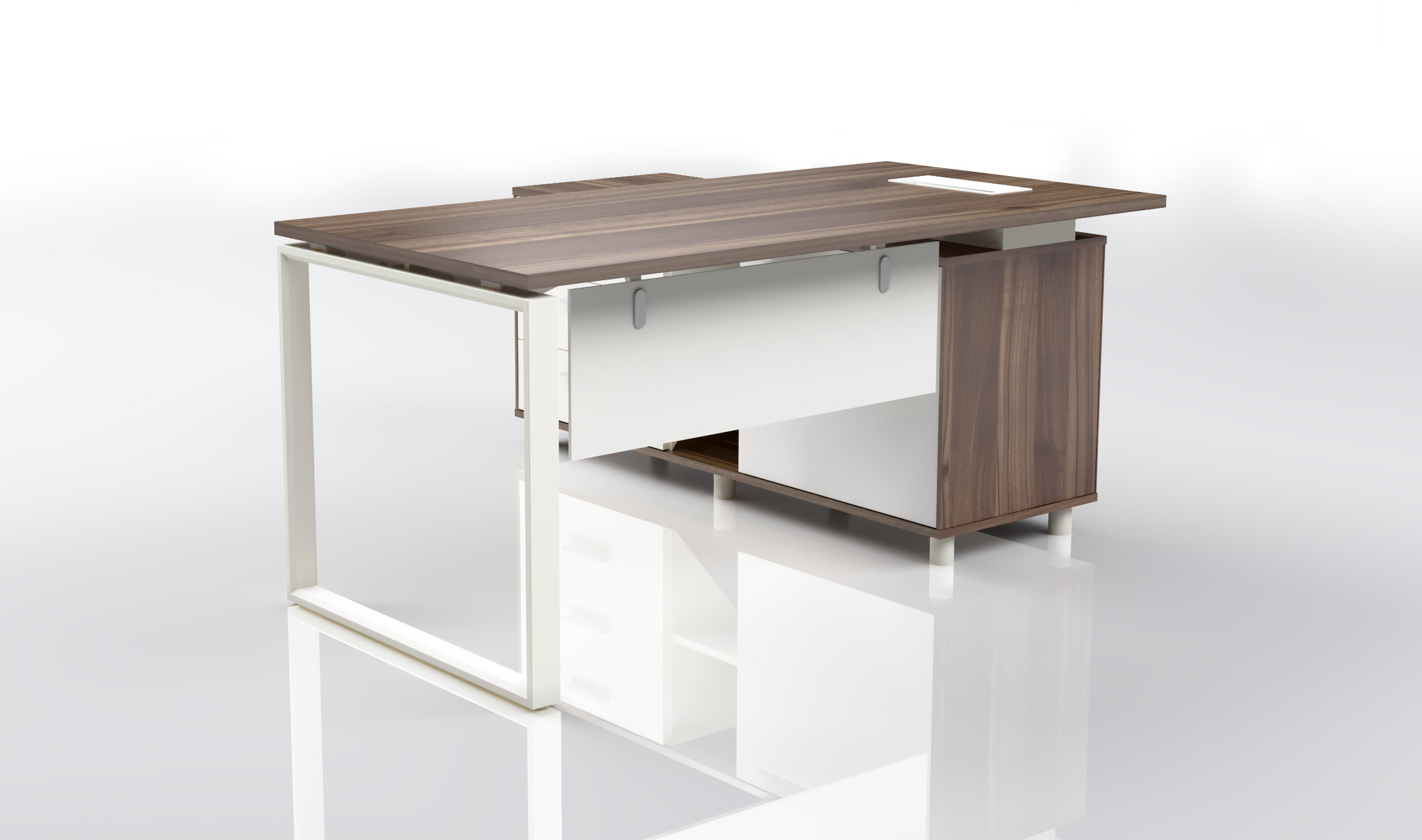 ‘Linz’ 5 Feet Office Desk With Side Cabinet