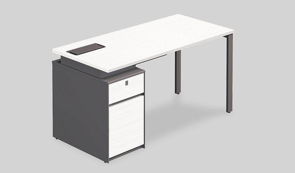 ‘Lido’ 4.5 Feet Office Table In Warm White & Gray