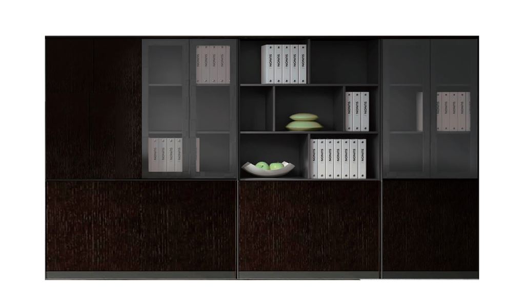 ‘Veta’ 9 Door Office Cabinet In Glass & Wood