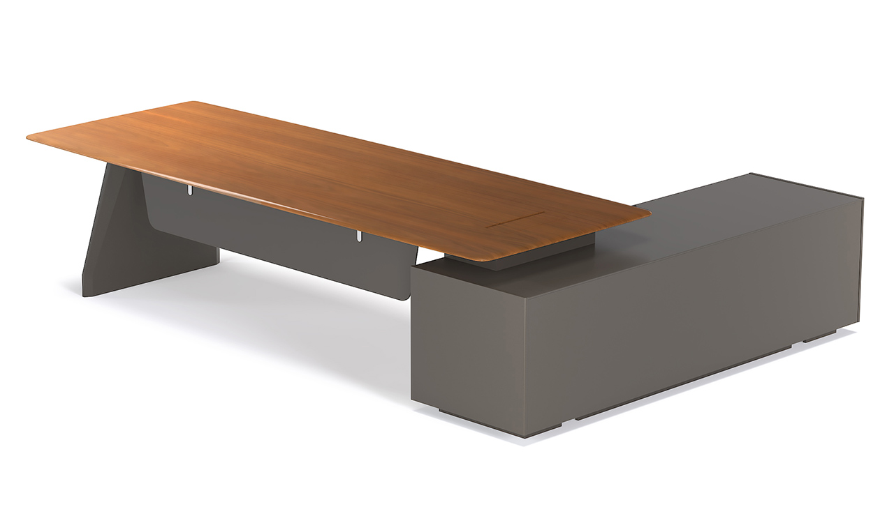 ‘Varna’ 10 Feet Office Table in Walnut & Lacquer Finish