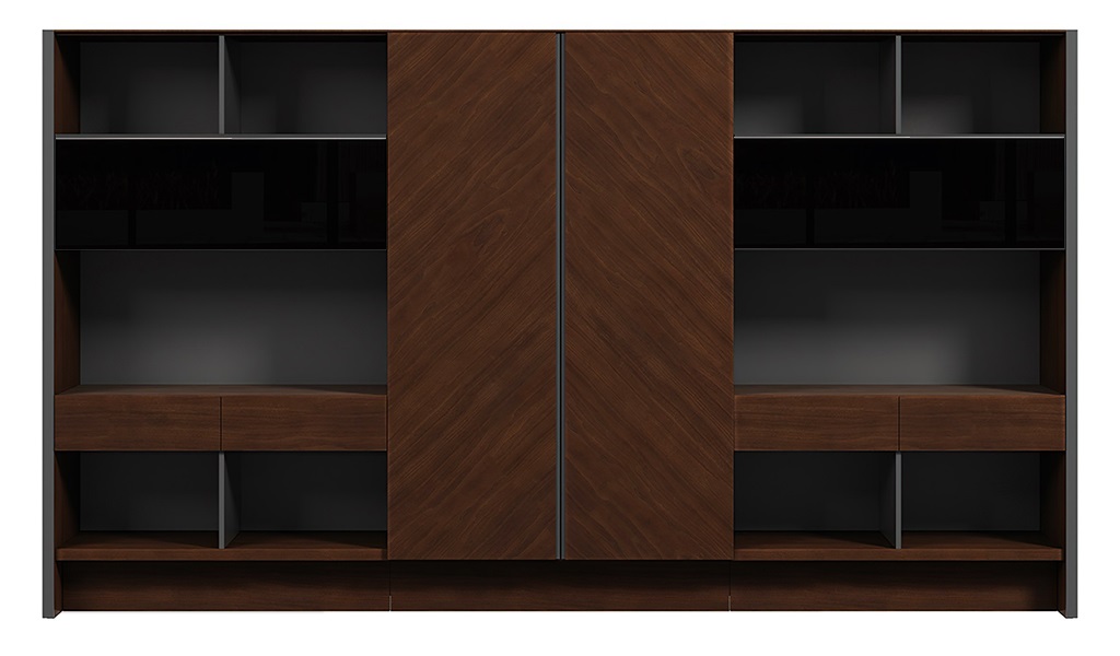 ‘Larry’ 12 Ft Office Cabinet In Mountain Grain Walnut Veneer