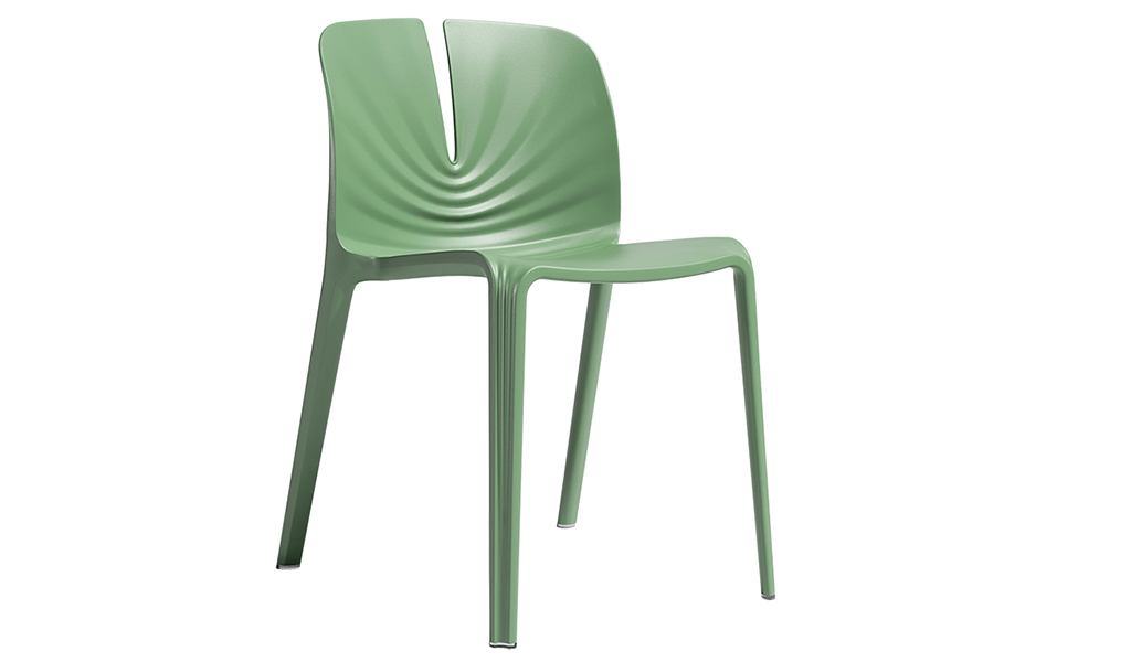‘Plis’ Stackable Plastic Chair In Morandi Green