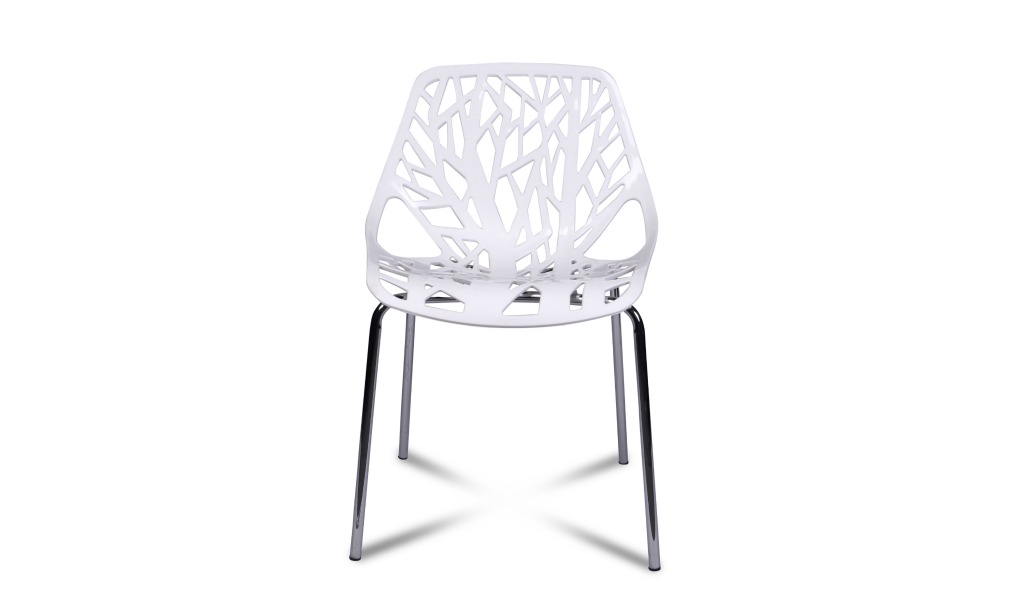 ‘Whiff’ White Cafeteria Chair With Chrome Legs