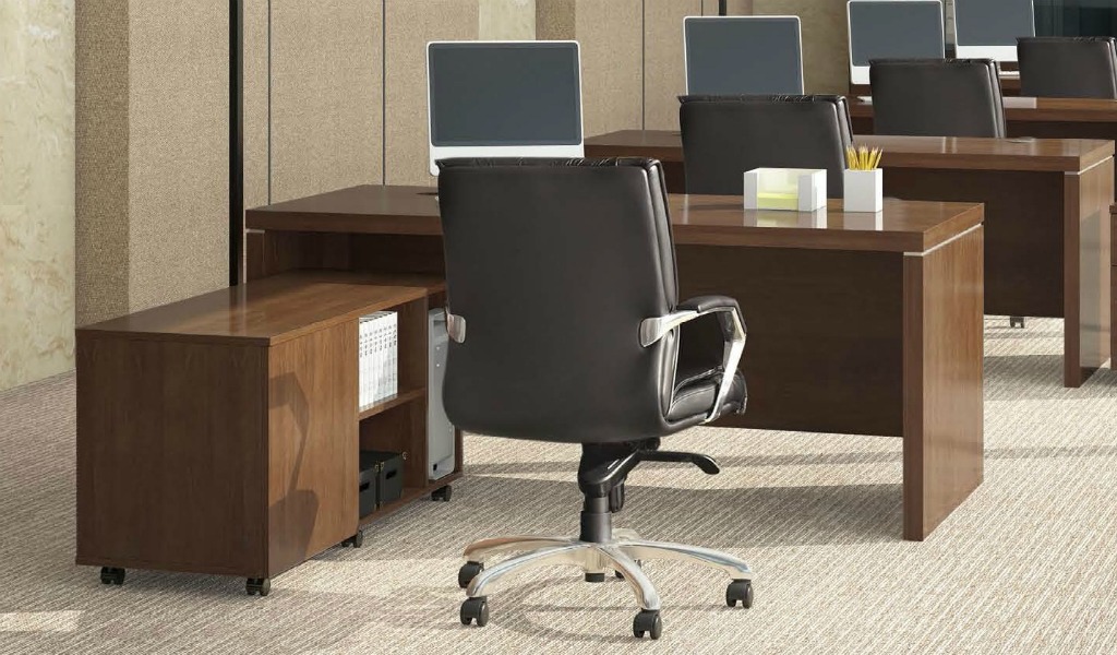 ‘Lexon’ 5 Feet Office Desk With Side Cabinet