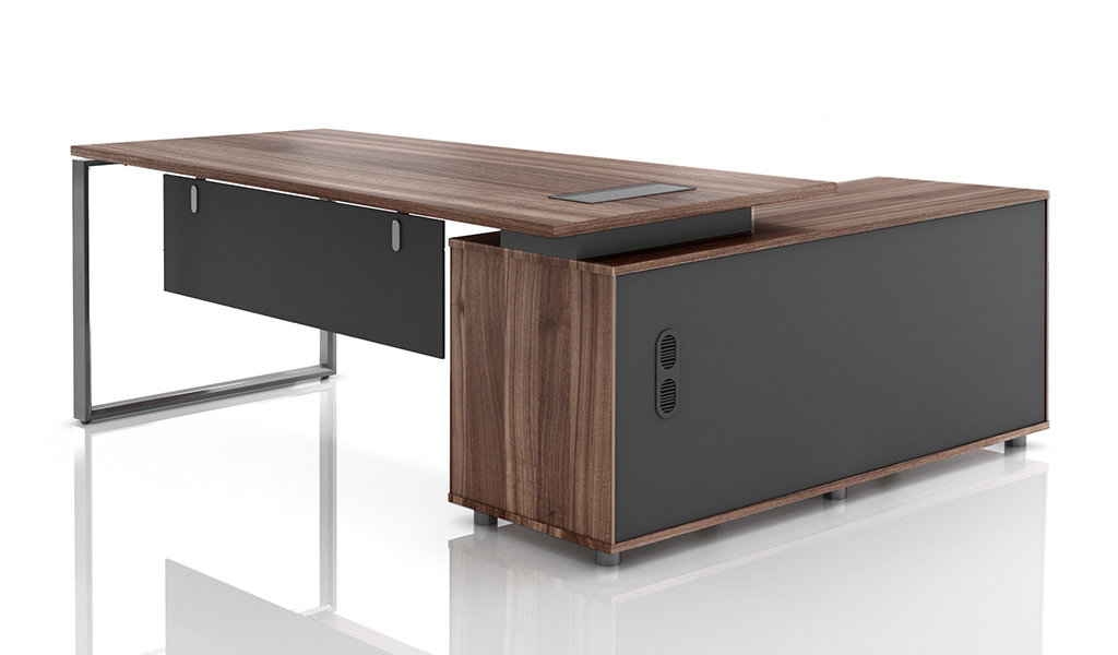 ‘Linz’ 5 Feet Office Desk In Walnut & Gray Laminate
