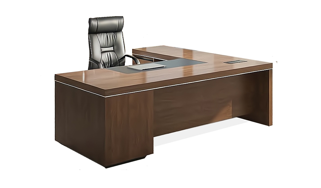 ‘Lexon’ 7 Feet L Shape Office Table In Walnut Veneer