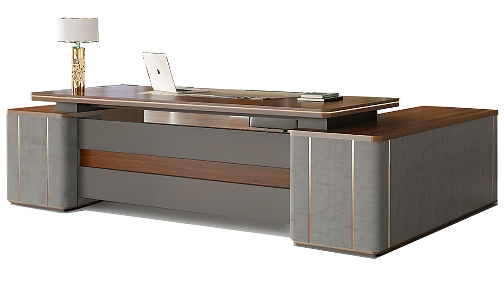 ‘Inspira Gold’ 8 Feet Office Table With Side Cabinet