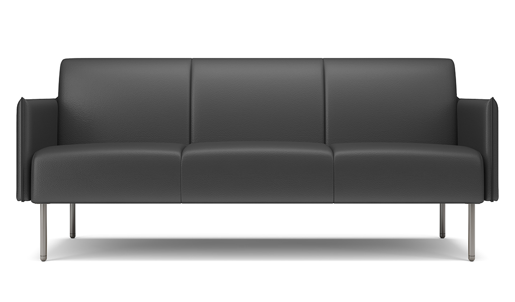 ‘Fleur-B’ Three Seater Leather Sofa With Slim Armrests