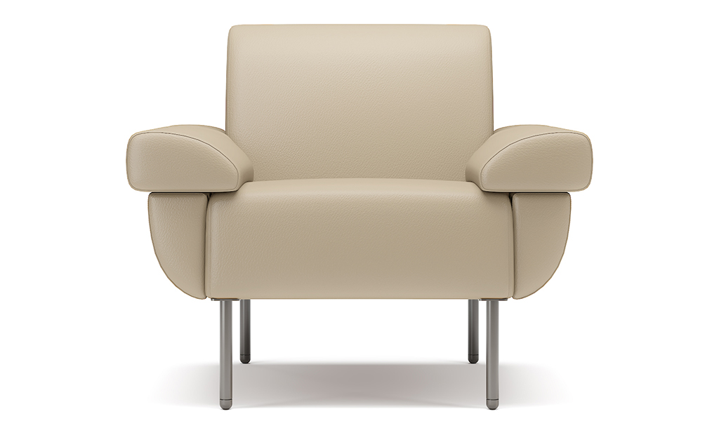 ‘Fleur-C’ One Seater Leather Sofa With Reclined Armrests