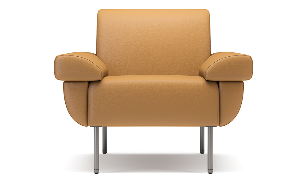 ‘Fleur-T’ One Seater Leather Sofa With Reclined Armrests