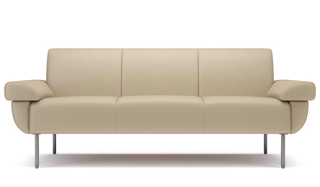‘Fleur-C’ Three Seater Leather Sofa With Reclined Armrests