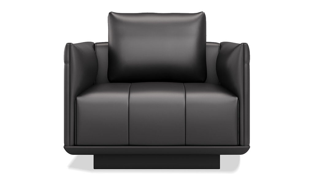 ‘Taurus-N’ One Seater Sofa In Black Nappa Leather