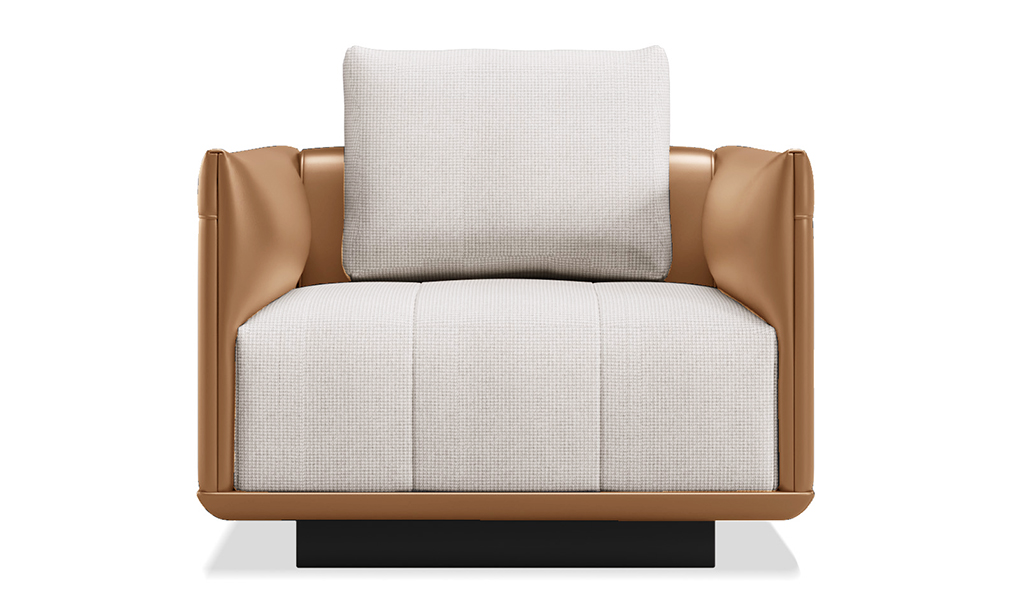 ‘Taurus-T’ One Seater Sofa In PU Leather & Fabric